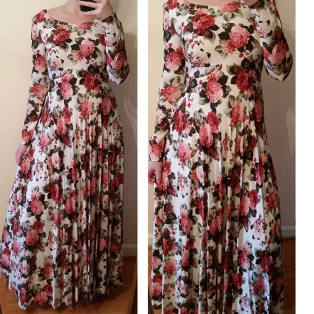 Re:named renamed floral flower maxi dress S 4 boho romantic fitted and flowy.